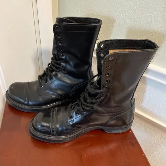 HH Brand - Airborne Jump Combat Boots - Black Leather - Lace  display picture 1